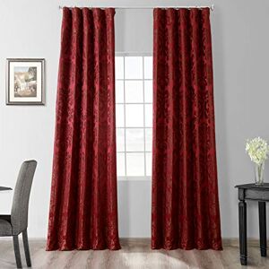 HPD Half Price Drapes Designer Damask Curtains for Living Room Faux Silk 50 X 96 (1 Panel), JQCH-201268-96, Astoria Red & Bronze HPD Half Price Drapes Designer Damask Curtains for Living Room Faux Silk 50 X 96 (1 Panel), JQCH-201268-96, Astoria Red & Bronze