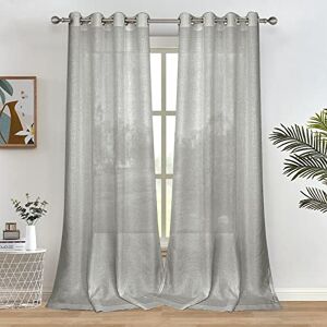 Melodieux Grey Semi Sheer Curtains 84 Inches Long for Living Room Linen Look Bedroom Grommet Top Voile Drapes, 52 by 84 Inch (2 Panels) Melodieux Grey Semi Sheer Curtains 84 Inches Long for Living Room Linen Look Bedroom Grommet Top Voile Drapes, 52 by 84 Inch (2 Panels)