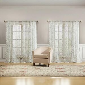 Laura Ashley Barnette Window Curtains with Rod Pocket, 84-inch Length, 4 Panels Set, Semi-Sheer Light Filtering, Green Laura Ashley Barnette Window Curtains with Rod Pocket, 84-inch Length, 4 Panels Set, Semi-Sheer Light Filtering, Green