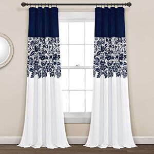 Lush Decor Navy Estate Garden Print Curtains Room Darkening Window Panel Set for Living, Dining, Bedroom (Pair), 84” long x 52” wide, 84" x 52 Lush Decor Navy Estate Garden Print Curtains Room Darkening Window Panel Set for Living, Dining, Bedroom (Pair), 84” long x 52” wide, 84" x 52
