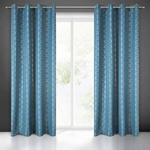 Eurofirany Curtain Geometric Pattern Trend Eyelets Elegant Glamour Bedroom Living Room, Polyester, Blue, 140x250 cm Eurofirany Curtain Geometric Pattern Trend Eyelets Elegant Glamour Bedroom Living Room, Polyester, Blue, 140x250 cm