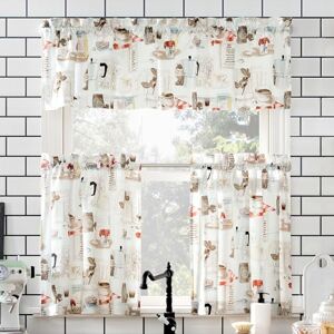 No. 918 Brew Coffee Shop Semi-Sheer Rod Pocket Kitchen Curtain Valance and Tiers Set, 54" x 24", White No. 918 Brew Coffee Shop Semi-Sheer Rod Pocket Kitchen Curtain Valance and Tiers Set, 54" x 24", White