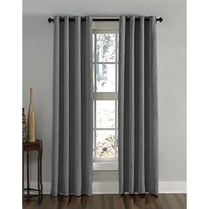 Curtainworks Lenox Grommet Curtain Panel, 50 by 108", Grey Curtainworks Lenox Grommet Curtain Panel, 50 by 108", Grey