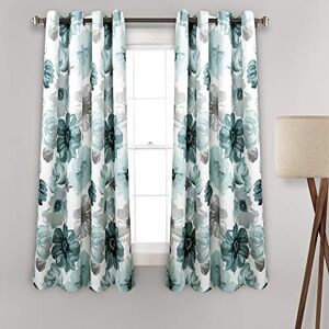Lush Decor Leah Light Filtering Window Curtain Panels, Pair, 52" W x 63" L, Blue Floral Curtains Colorful Spring Watercolor Flowers Short Curtains for Bedroom, Living Room & Dining Room Lush Decor Leah Light Filtering Window Curtain Panels, Pair, 52" W x 63" L, Blue Floral Curtains Colorful Spring Watercolor Flowers Short Curtains for Bedroom, Living Room & Dining Room