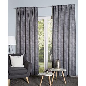 HOME WOHNIDEEN Owina Blackout Curtain Printed with 10 cm Combination Band, Colour: Grey, Size: 245 x 135 cm, Quantity: 1 HOME WOHNIDEEN Owina Blackout Curtain Printed with 10 cm Combination Band, Colour: Grey, Size: 245 x 135 cm, Quantity: 1