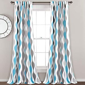 Lush Decor Mid Century Geo Light Filtering Window Curtain Panel Pair, 52" W x 84" L, Blue & Gray Lush Decor Mid Century Geo Light Filtering Window Curtain Panel Pair, 52" W x 84" L, Blue & Gray