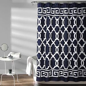 Lush Decor Navy Maze Border Shower Curtain 72X72, 72" x 72 Lush Decor Navy Maze Border Shower Curtain 72X72, 72" x 72