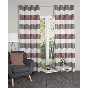 HOME WOHNIDEEN SUSA Opaque Eyelet Curtain with 8 Metal Eyelets Horizontal Stripes 245 x 140 cm Pack of 1 HOME WOHNIDEEN SUSA Opaque Eyelet Curtain with 8 Metal Eyelets Horizontal Stripes 245 x 140 cm Pack of 1