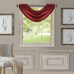 Elrene Home Fashions All Seasons Room-Darkening Waterfall Window Valance, Accessory for Bedroom or Living Room Windows with Rod Pocket Tabs, 52" x 36", Red, 1 Panel Elrene Home Fashions All Seasons Room-Darkening Waterfall Window Valance, Accessory for Bedroom or Living Room Windows with Rod Pocket Tabs, 52" x 36", Red, 1 Panel