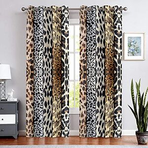 BSPPTI Wild Animals Print Curtain, Room Darkening Thermal Insulated Blackout Leopard Boa Window Drapes with Grommets for Living, Dining, Bedroom, 42"x 84", Set of 2 Panels, CLLSSP6 BSPPTI Wild Animals Print Curtain, Room Darkening Thermal Insulated Blackout Leopard Boa Window Drapes with Grommets for Living, Dining, Bedroom, 42"x 84", Set of 2 Panels, CLLSSP6