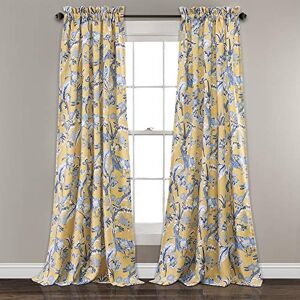 Lush Decor Dolores Light Filtering Window Panels, Pair, 52" W x 108" L, Yellow Toile Curtains Floral Bird Print Grandmillennial & French Country Curtains Cottage & Maximalist Home Decor Lush Decor Dolores Light Filtering Window Panels, Pair, 52" W x 108" L, Yellow Toile Curtains Floral Bird Print Grandmillennial & French Country Curtains Cottage & Maximalist Home Decor