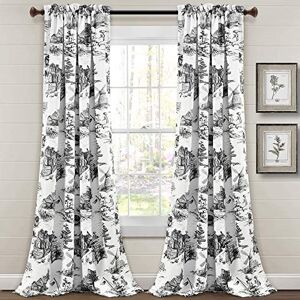 Lush Decor French Country Toile Room Darkening Window Curtain Panel Pair, 52" W x 95" L, White & Charcoal Lush Decor French Country Toile Room Darkening Window Curtain Panel Pair, 52" W x 95" L, White & Charcoal