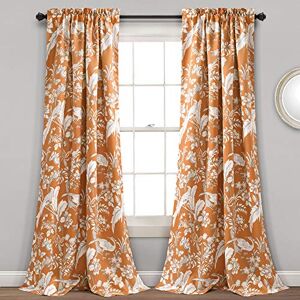 Lush Decor Dolores Light Filtering Window Panels, Pair, 52" W x 84" L, Orange Toile Curtains Floral Bird Print Grandmillennial & French Country Curtains Cottage & Maximalist Home Decor Lush Decor Dolores Light Filtering Window Panels, Pair, 52" W x 84" L, Orange Toile Curtains Floral Bird Print Grandmillennial & French Country Curtains Cottage & Maximalist Home Decor