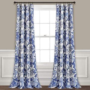 Lush Decor Navy White Sydney Curtains Floral Garden Room Darkening Window Panel Set for Living, Dining, Bedroom (Pair), 95” Long x 52” Wide, L Lush Decor Navy White Sydney Curtains Floral Garden Room Darkening Window Panel Set for Living, Dining, Bedroom (Pair), 95” Long x 52” Wide, L