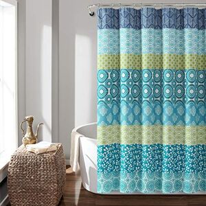 Lush Decor Bohemian Stripe Shower Curtain, 72" W x 72" L, Blue & Green Boho Shower Curtain Colorful Striped Bathroom Curtain Maximalist & Boho Bathroom Decor Lush Decor Bohemian Stripe Shower Curtain, 72" W x 72" L, Blue & Green Boho Shower Curtain Colorful Striped Bathroom Curtain Maximalist & Boho Bathroom Decor