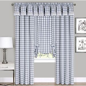 Sweet Home Collection Kitchen Window Curtain Panel Treatment Decorative Buffalo Check Design, 84", Gray Sweet Home Collection Kitchen Window Curtain Panel Treatment Decorative Buffalo Check Design, 84", Gray