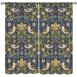 WILLIAM MORRIS AT HOME William Morris Curtains Forest Peacock Green Watercolor Vintage Flower Art Style Room Windows Treatments for Bedroom Living Room 42x45in Decor WILLIAM MORRIS AT HOME William Morris Curtains Forest Peacock Green Watercolor Vintage Flower Art Style Room Windows Treatments for Bedroom Living Room 42x45in Decor