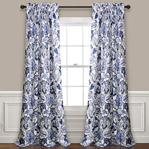 Lush Decor , Blue Cynthia Jacobean Darkening Window Curtains Panel Set for Living, Dining Room, Bedroom (Pair), 108" L Lush Decor , Blue Cynthia Jacobean Darkening Window Curtains Panel Set for Living, Dining Room, Bedroom (Pair), 108" L