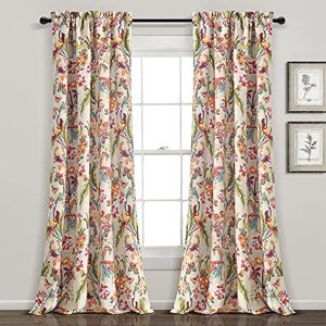 Lush Decor Dolores Light Filtering Window Panels, Pair, 52" W x 84" L, Neutral & Multi Toile Curtains Floral Bird Print Grandmillennial & French Country Curtain Cottage & Maximalist Home Decor Lush Decor Dolores Light Filtering Window Panels, Pair, 52" W x 84" L, Neutral & Multi Toile Curtains Floral Bird Print Grandmillennial & French Country Curtain Cottage & Maximalist Home Decor