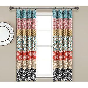 Lush Decor Bohemian Stripe Window Curtain Panels, Pair 52" W x 63" L Turquoise & Orange Light Filtering Curtains for Bedroom Boho Curtains Maximalist Decor Lush Decor Bohemian Stripe Window Curtain Panels, Pair 52" W x 63" L Turquoise & Orange Light Filtering Curtains for Bedroom Boho Curtains Maximalist Decor