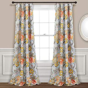 Lush Decor Gray and Green Light Sydney Curtains Floral Garden Room Darkening Window Set for Living, Dining, Bedroom Long x 52” Wide, 84" L Panel Pair Lush Decor Gray and Green Light Sydney Curtains Floral Garden Room Darkening Window Set for Living, Dining, Bedroom Long x 52” Wide, 84" L Panel Pair