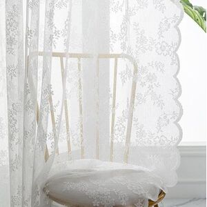Lotusolution White Lace Curtains for Bedroom 63 Inch Length Vintage Gothic Floral Embroidered Sheer Voile Drapes Durable Rose Lace Fabric Grommet Top Window Curtain Panels for Living Room, 55" w 2pcs Lotusolution White Lace Curtains for Bedroom 63 Inch Length Vintage Gothic Floral Embroidered Sheer Voile Drapes Durable Rose Lace Fabric Grommet Top Window Curtain Panels for Living Room, 55" w 2pcs