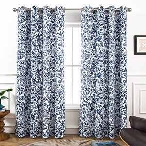 DriftAway Julia Watercolor (Black) out Room Darkening Grommet Lined Thermal Insulated Energy Saving Window Curtains 2 Layers 2 Panels Each Size 52 Inch by 84 Inch (Navy) DriftAway Julia Watercolor (Black) out Room Darkening Grommet Lined Thermal Insulated Energy Saving Window Curtains 2 Layers 2 Panels Each Size 52 Inch by 84 Inch (Navy)