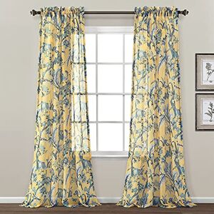 Lush Decor Dolores Sheer Window Panels, Pair, 52" W x 84" L, Yellow Toile Curtains Floral Bird Print Grandmillennial & French Country Curtains Cottage & Maximalist Home Decor Lush Decor Dolores Sheer Window Panels, Pair, 52" W x 84" L, Yellow Toile Curtains Floral Bird Print Grandmillennial & French Country Curtains Cottage & Maximalist Home Decor