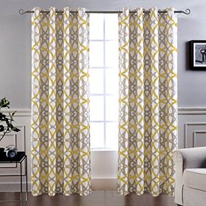 DriftAway Alexander Thermal (Black) out Grommet Unlined Window Curtains Spiral Geo Trellis Pattern Set of 2 Panels Each Size 52 Inch by 84 Inch Golden (Yellow and Gray) DriftAway Alexander Thermal (Black) out Grommet Unlined Window Curtains Spiral Geo Trellis Pattern Set of 2 Panels Each Size 52 Inch by 84 Inch Golden (Yellow and Gray)