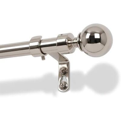 Harbour Housewares Extendable Metal Ball Curtain Pole Kit – 77 to 250cm – Brushed Nickel Telescopic, Eyelet & Ring Compatible, Brackets Included, Stylish Window Dressing Harbour Housewares Extendable Metal Ball Curtain Pole Kit – 77 to 250cm – Brushed Nickel Telescopic, Eyelet & Ring Compatible, Brackets Included, Stylish Window Dressing