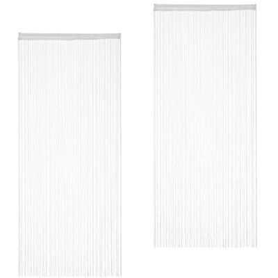 Relaxdays White String Curtains Set of 2, Can be Shortened, with Eyelet Top for Windows & Doors, Fly Screen, 90x245cm Relaxdays White String Curtains Set of 2, Can be Shortened, with Eyelet Top for Windows & Doors, Fly Screen, 90x245cm