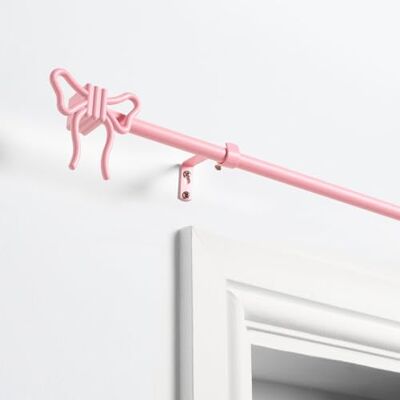 OHS Pink Curtain Pole 70-120cm, Extendable Curtain Poles 16mm Sturdy Metal Rod with Bow Finials Adjustable Window Curtains Poles Brackets Included Easy To Install OHS Pink Curtain Pole 70-120cm, Extendable Curtain Poles 16mm Sturdy Metal Rod with Bow Finials Adjustable Window Curtains Poles Brackets Included Easy To Install