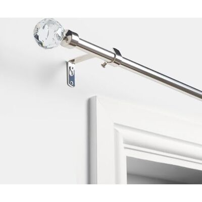 OHS Silver Curtain Pole Crystal Ball, 120-220cm Extendable Curtain Poles with Brackets and Finials Metal Adjustable Curtain Rod Easy Install Curtain Pole for Windows OHS Silver Curtain Pole Crystal Ball, 120-220cm Extendable Curtain Poles with Brackets and Finials Metal Adjustable Curtain Rod Easy Install Curtain Pole for Windows