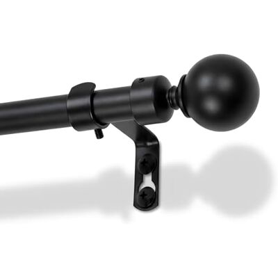 Harbour Housewares Extendable Metal Ball Curtain Pole Kit – 77 to 150cm – Matt Black Telescopic, Eyelet & Ring Compatible, Brackets Included, Stylish Window Dressing Harbour Housewares Extendable Metal Ball Curtain Pole Kit – 77 to 150cm – Matt Black Telescopic, Eyelet & Ring Compatible, Brackets Included, Stylish Window Dressing