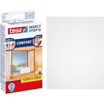 tesa UK tesa Insect Stop COMFORT for Windows Window Screen with Self-Adhesive Hook & Loop Insect Mesh in White, 130 cm x 130 cm tesa UK tesa Insect Stop COMFORT for Windows Window Screen with Self-Adhesive Hook & Loop Insect Mesh in White, 130 cm x 130 cm