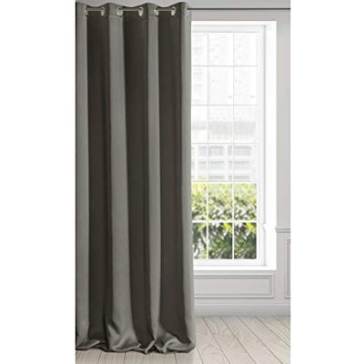 Eurofirany Extra Long Blackout Curtain-1 Unit Eyelets, Light Blocking Darkening Bedroom Living Room, Satin, Graphite Grey, W53 x L98 Eurofirany Extra Long Blackout Curtain-1 Unit Eyelets, Light Blocking Darkening Bedroom Living Room, Satin, Graphite Grey, W53 x L98
