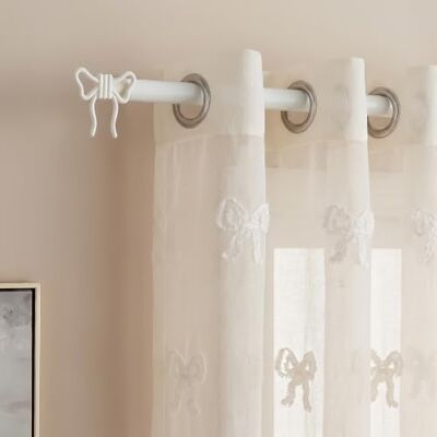 OHS Curtain Poles for Eyelet Curtains 70-120cm, Extendable Curtain Poles 16mm Sturdy Metal Rod with Bow Finials Adjustable Window Curtains Poles Brackets Included Easy To Install, Cream OHS Curtain Poles for Eyelet Curtains 70-120cm, Extendable Curtain Poles 16mm Sturdy Metal Rod with Bow Finials Adjustable Window Curtains Poles Brackets Included Easy To Install, Cream