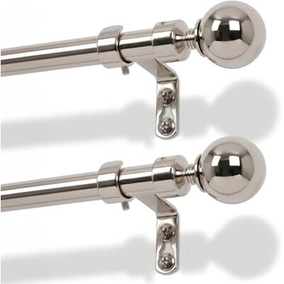 Harbour Housewares Extendable Metal Ball Curtain Pole Kit – 83 to 120cm – Brushed Nickel 2 Pack Telescopic, Eyelet & Ring Compatible, Brackets Included, Stylish Window Dressing Harbour Housewares Extendable Metal Ball Curtain Pole Kit – 83 to 120cm – Brushed Nickel 2 Pack Telescopic, Eyelet & Ring Compatible, Brackets Included, Stylish Window Dressing