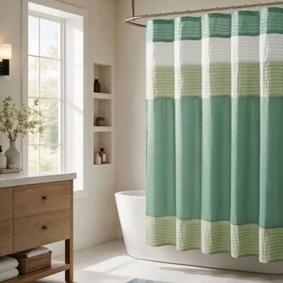 Madison Park Amherst Green - Modern Shower Curtain Madison Park Amherst Green - Modern Shower Curtain