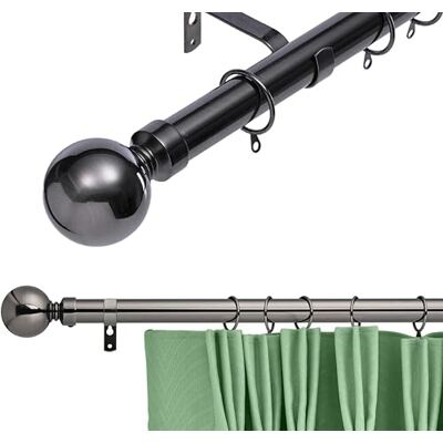 K Kestrel Palermo Ball Finial Metal 28 mm Extendable Curtain Poles Rods Voile Easy Fitting, Black Nickel 120-210 cm K Kestrel Palermo Ball Finial Metal 28 mm Extendable Curtain Poles Rods Voile Easy Fitting, Black Nickel 120-210 cm