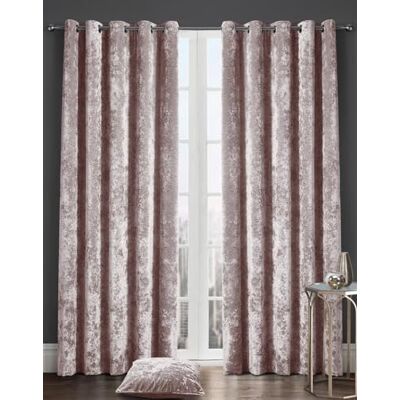 Kampala Hill - Crushed Velvet Eyelet Curtains - Pink - 66x72 Kampala Hill - Crushed Velvet Eyelet Curtains - Pink - 66x72