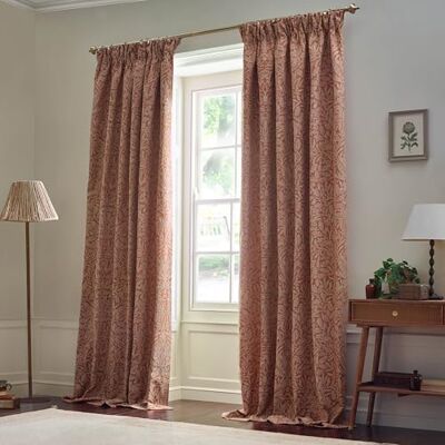 William Morris Morris & Co. Acorn Tonal Matt Jacquard Curtains Brick - Curtains William Morris Morris & Co. Acorn Tonal Matt Jacquard Curtains Brick - Curtains