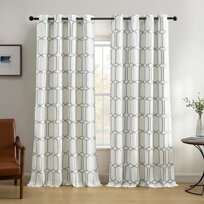 Elrene Home Fashions Kaiden Geometric Room Darkening Grommet Linen Window Curtain Drape Panel Elrene Home Fashions Kaiden Geometric Room Darkening Grommet Linen Window Curtain Drape Panel