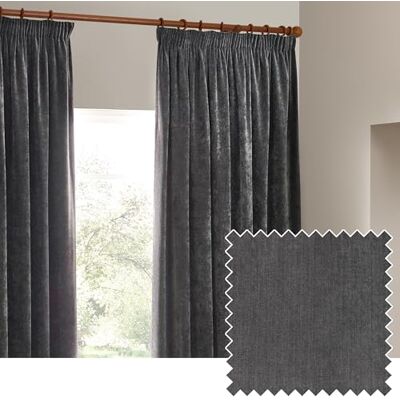 Charcoal Chenille Velvet Curtain - Curtains Charcoal Chenille Velvet Curtain - Curtains