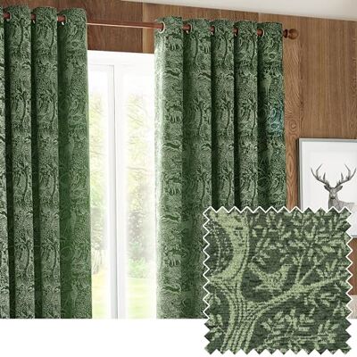 Winter Woods - Chenille - Emerald - Eyelet - Curtains Winter Woods - Chenille - Emerald - Eyelet - Curtains