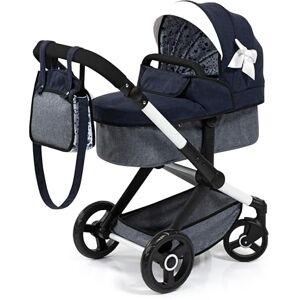 Bayer Design Bayer Baby Dolls Pram XEO Convertible Doll Pushchair, Carrycot & Changing Bag Stroller with Adjustable Handle Height for Girls, Tall Dolls Pram for 6+, 3-5 Year Olds Navy Blue, Ribbon Bayer Design Bayer Baby Dolls Pram XEO Convertible Doll Pushchair, Carrycot & Changing Bag Stroller with Adjustable Handle Height for Girls, Tall Dolls Pram for 6+, 3-5 Year Olds Navy Blue, Ribbon