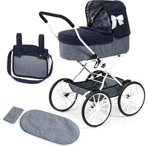 Bayer Design 14381AA Doll's pram nostalgic, doll stroller classic, with integrated basket, bag, Blue Bayer Design 14381AA Doll's pram nostalgic, doll stroller classic, with integrated basket, bag, Blue