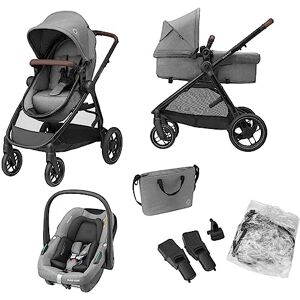 Maxi-Cosi Zelia S Trio 3-in-1 Prams Travel System, 0 4 Years, Up to 22 kg, Foldable, Compact and Reclining Baby Pushchair, with CabrioFix S i-Size Baby Car Seat, Accessories, Nursery Bag, Grey Maxi-Cosi Zelia S Trio 3-in-1 Prams Travel System, 0 4 Years, Up to 22 kg, Foldable, Compact and Reclining Baby Pushchair, with CabrioFix S i-Size Baby Car Seat, Accessories, Nursery Bag, Grey