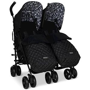 Cosatto Supa Dupa Double Stroller – Pushchair from Birth 0-25kg, Lightweight, Compact Fold, with Footmuffs, Cup Holder & Raincovers (Black Silhouette) Cosatto Supa Dupa Double Stroller – Pushchair from Birth 0-25kg, Lightweight, Compact Fold, with Footmuffs, Cup Holder & Raincovers (Black Silhouette)