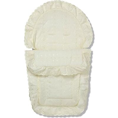 For Your Little One FYLO Universal Broderie Anglaise Car Seat Footmuff / Cosy Toes Cream For Your Little One FYLO Universal Broderie Anglaise Car Seat Footmuff / Cosy Toes Cream